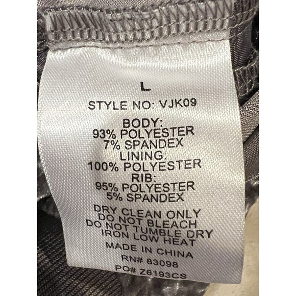 Ci Sono Crushed Gray Silver Velvet Bomber Jacket Women Black Rib Trim Size Large - Picture 6 of 6